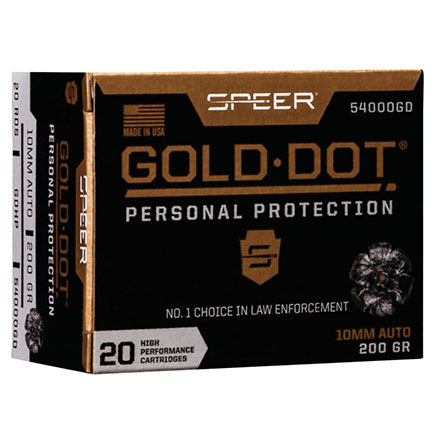Speer Gold Dot 10mm Auto 200 Grain Hollow Point 20 Rounds