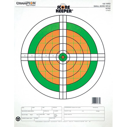 Champion Score Keeper 100 Yard Small Bore Rifle Target (12 Pack)