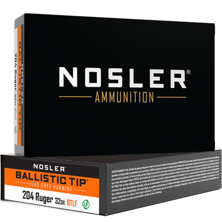 Nosler Lead Free 204 Ruger 32 Grain Ballistic Tip Varmint 20 Rounds