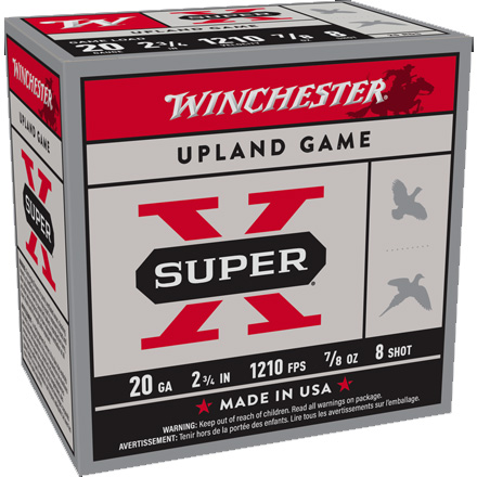 Winchester Super-X Upland Game Load 20 Gauge 2-3/4" 7/8oz #8 Lead Shot 25 Rounds