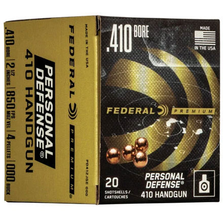 Federal Personal Defense Hangun 410 Gauge 2-1/2" 000 Buck 4 Pellets 20 Rounds 850fps