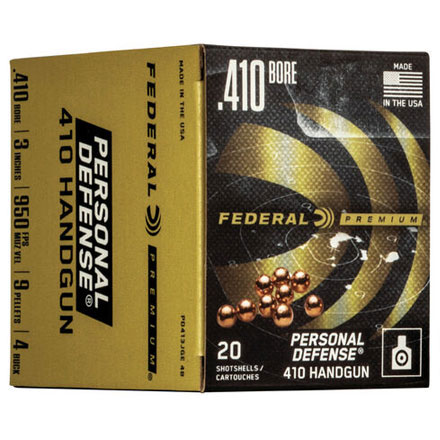 Federal Personal Defense Handgun 410 Gauge 3" #4 Buck 9 Pellets 20 Rounds 950fps