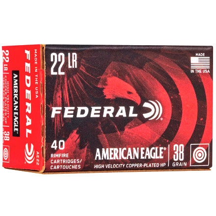Federal American Eagle 22 Long Rifle 38 Grain Hi-Velocity Copper Plated Hollow Point 40 Rounds