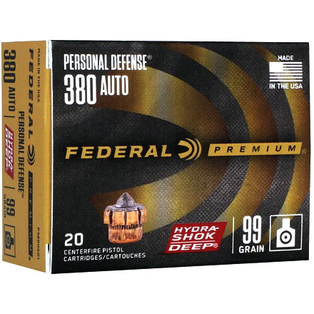 380 Auto 99 Grain Hydra-Shok  Deep Jacketed Hollow Point 20 Rounds