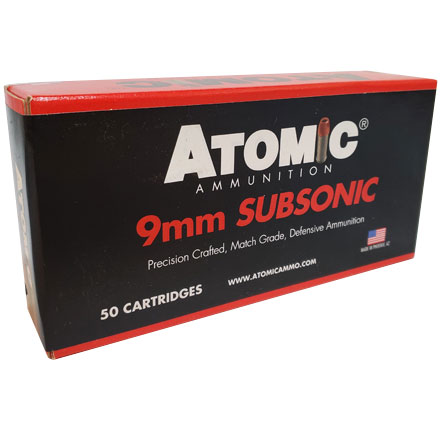 Atomic Ammunition Subsonic 9mm 147 Grain Bonded Hollow Point 50 Rounds